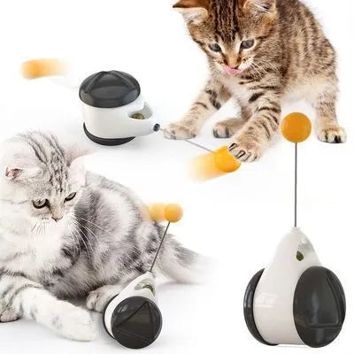 Plastic balance swing car cat toy in blue, self-moving design for interactive play