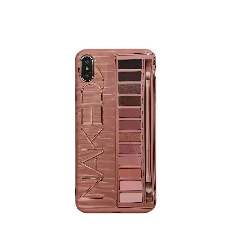 Silicone iPhone case with an eye shadow pattern design in flesh and grey colour options.
