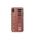 Silicone iPhone case with an eye shadow pattern design in flesh and grey colour options.
