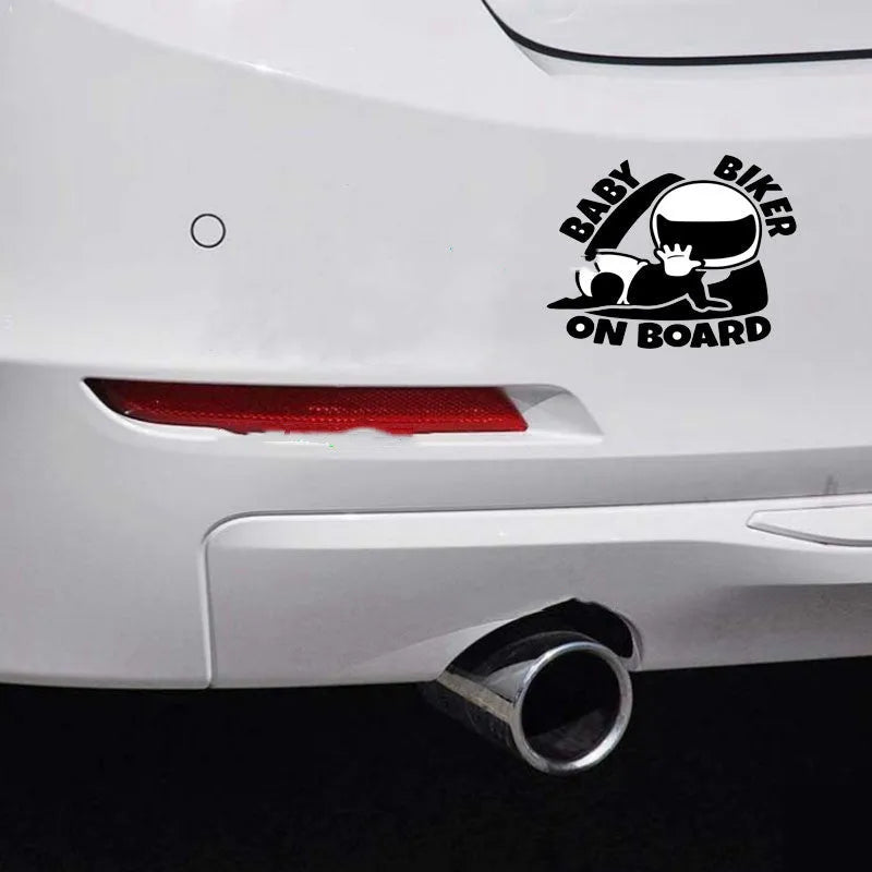 Black and white reflective BABY ON BOARD warning sticker for car window