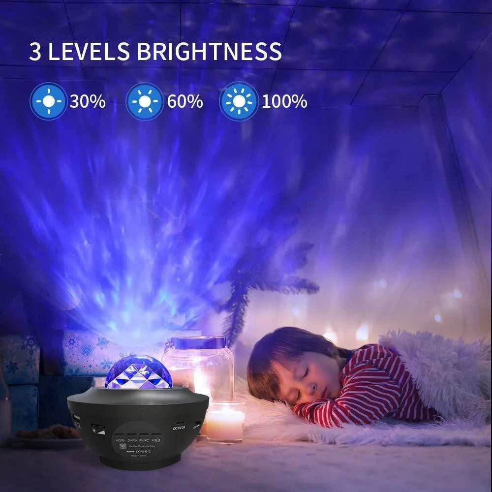 LED dream starry sky projector night light round ABS shade remote control USB charging compact 110mm