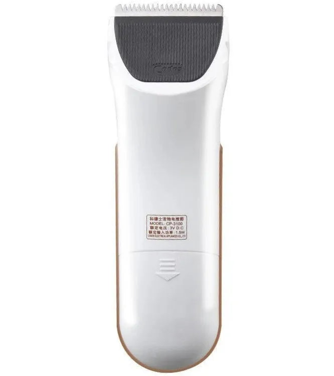 White electric pet hair clipper with ceramic blade for grooming cats and dogs