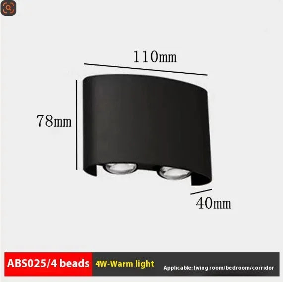 Outdoor waterproof double-headed garden lamp with 6 LED beads, ABS plastic, black finish