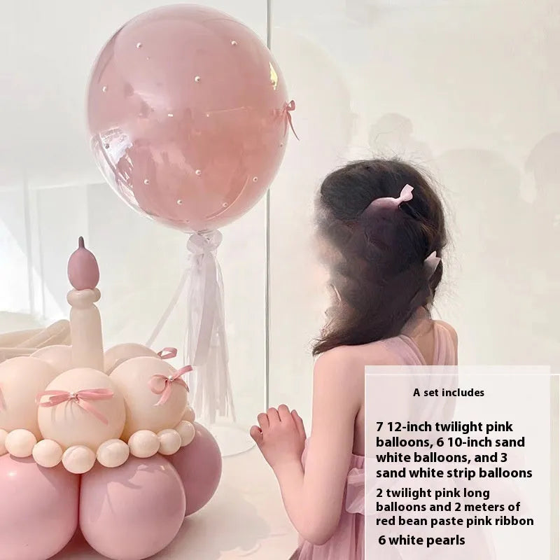 Round balloon bouquet cake DIY decoration set for birthday party centrepieces