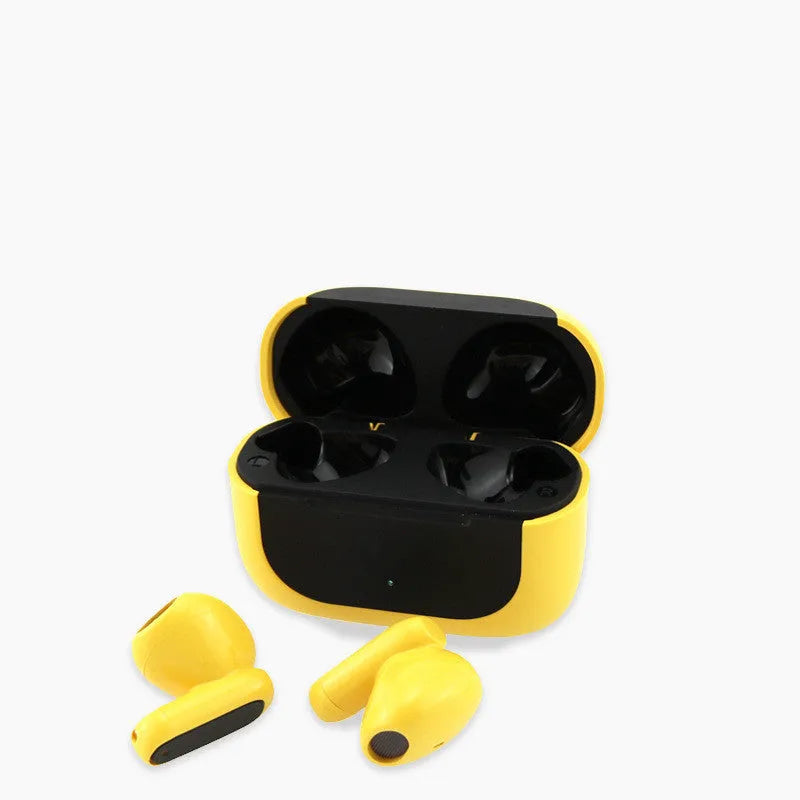 Jerry cartoon character wireless Bluetooth headphones in yellow colour with earplug design.