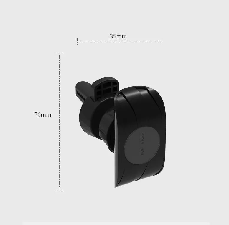 Glory black car phone holder mounted on car air vent with adjustable clamp and swivel rotation