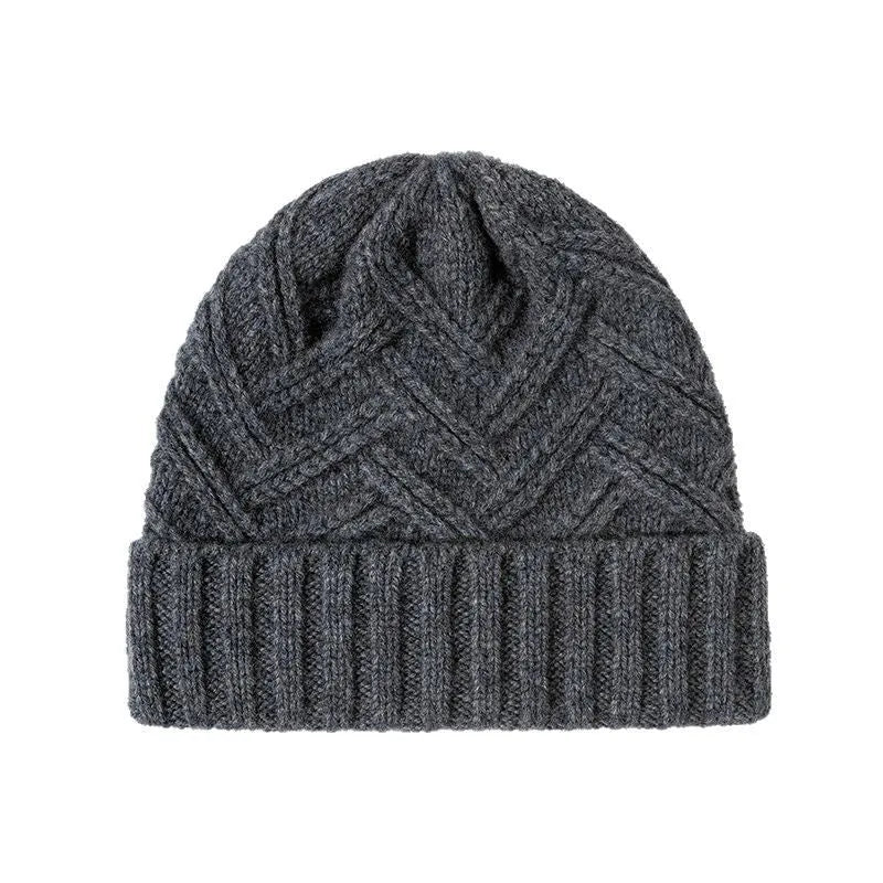 Women's wool knitted winter hat with dome crown in six colour options including red, grey, brown, white, khaki, and black