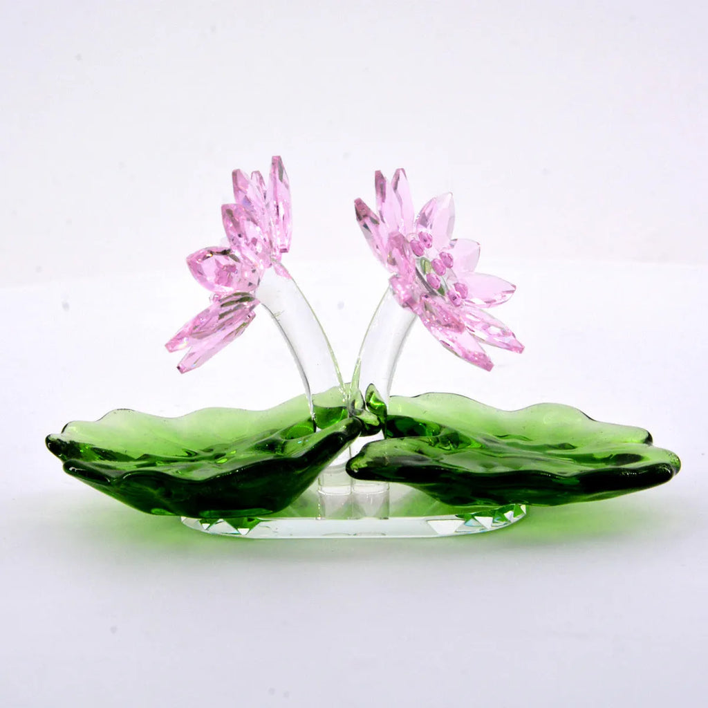 Pink hand-carved white crystal ornament cartoon paperweight sandblasted finish