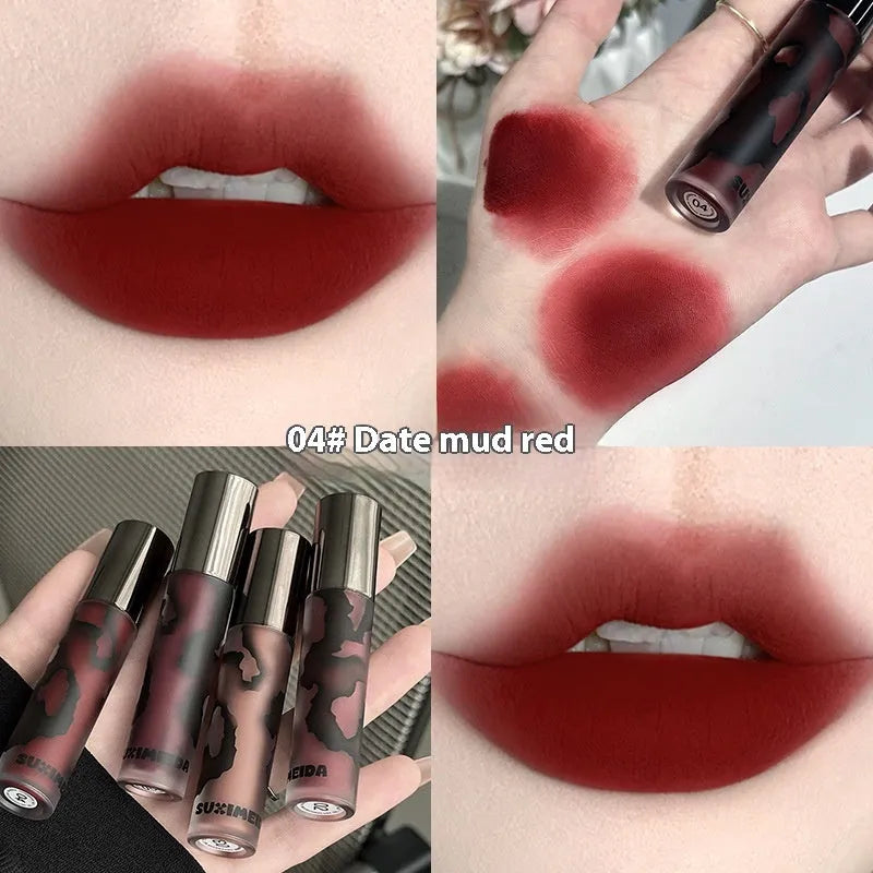 Lava Secret Matte Lip Mud Lipstick in non-transfer formula showing five shade options