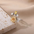Copper rotatable decompression ring with adjustable opening in gold electroplated finish