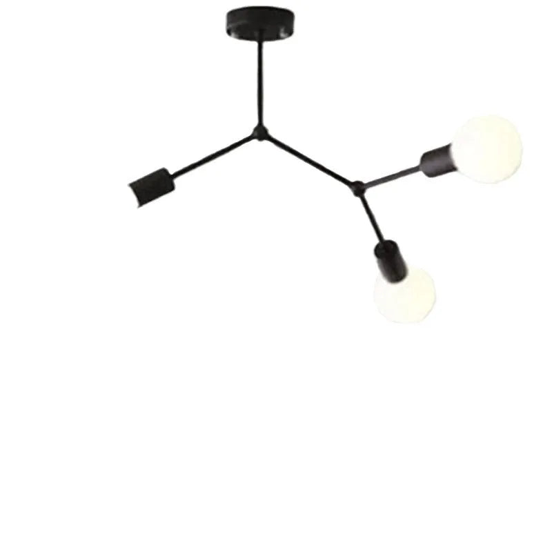Nordic style iron ceiling lamp with multiple light heads in black or white finish