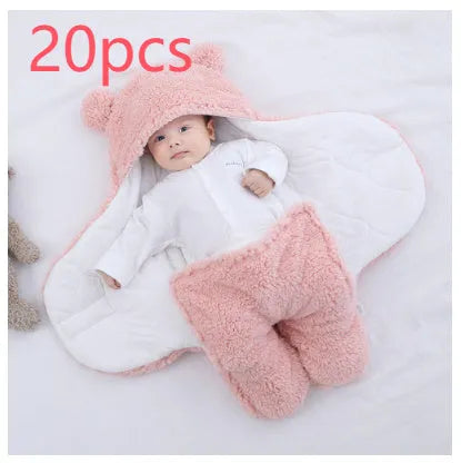 Baby quilted sleeping bag wrapper in cotton blend fabric showing colour options: white, red, grey, light blue, pink, khaki.