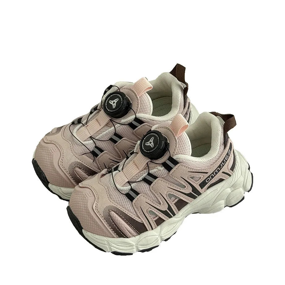 Fashion girls lightweight casual shoes with PU leather mesh upper in black, beige or pink