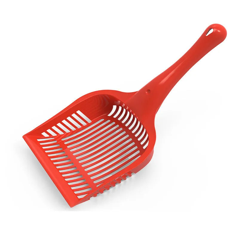 PP plastic cat litter scoop in red, yellow or blue colours showing small and medium size options