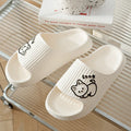 Women's thick-platform cat slippers in various colours on a non-slip EVA sole for indoor and outdoor use.