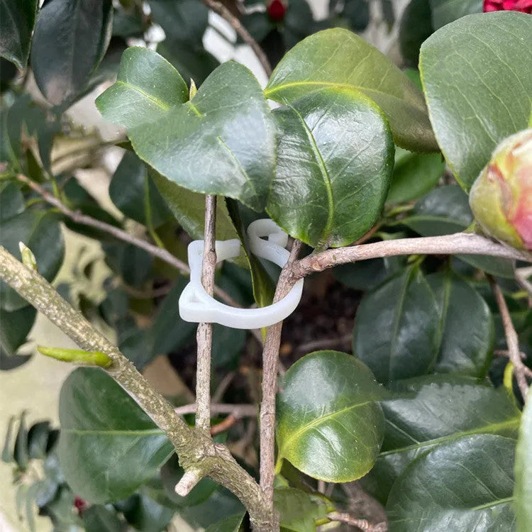 Colourful cat-shaped plastic plant clip for indoor gardening support.