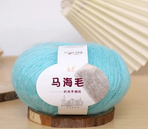 Mohair wool ball for DIY scarf knitting kit with Inverness thread in multiple colour options