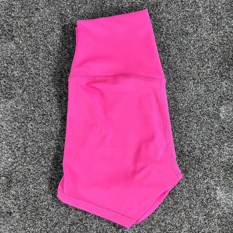 Women's high waist yoga shorts in quick-dry nylon fabric available in multiple colours