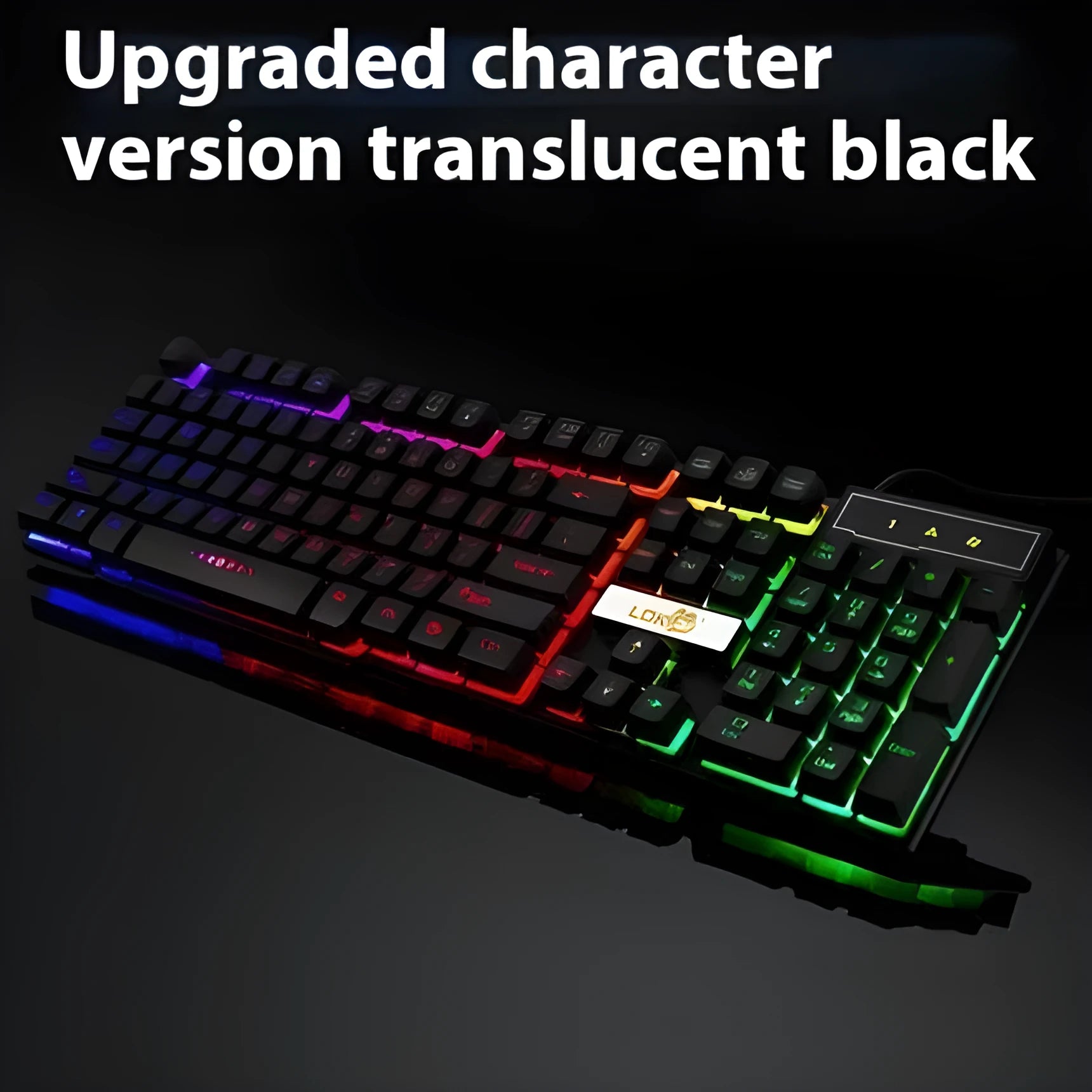 White and black glowing USB cable for gaming keyboards with LED lighting effects