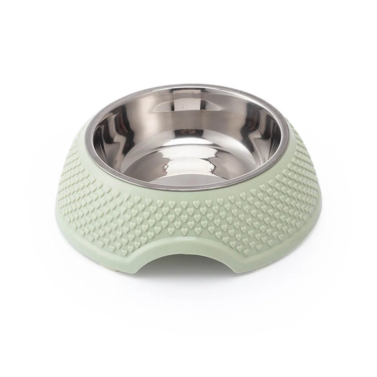 Blue stainless steel pet bowl with non-slip base for dog or cat food and water
