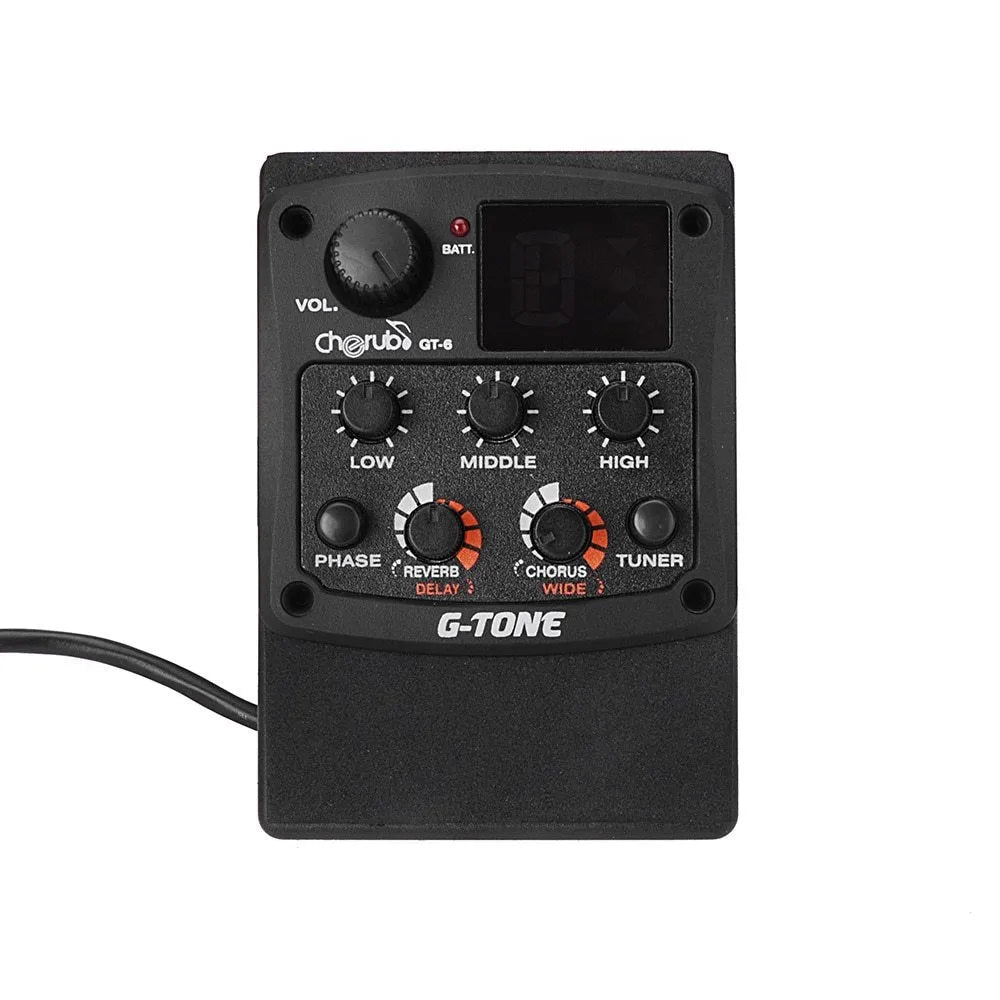 Cherub GT-6 black acoustic guitar preamp EQ effects unit for soundhole mounting