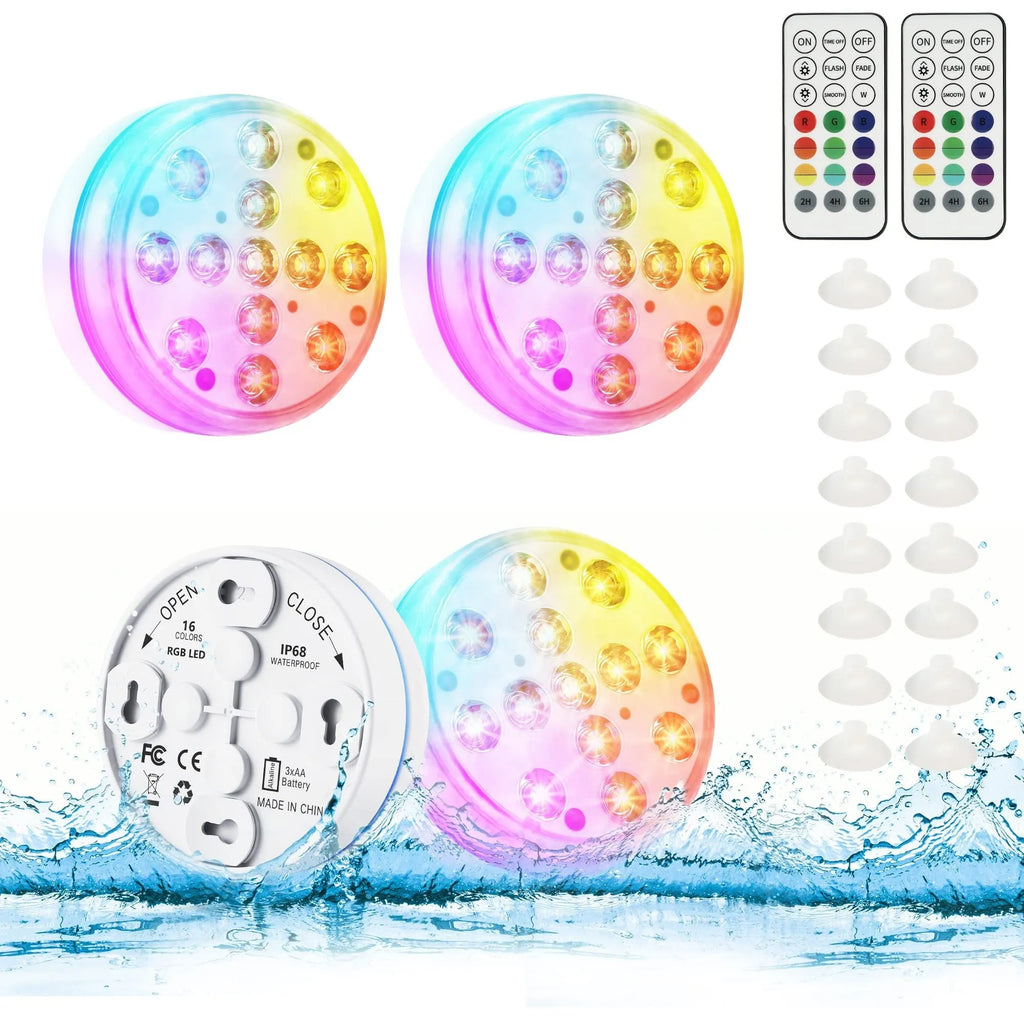 IP68 waterproof remote control colour changing LED diving light for garden decoration
