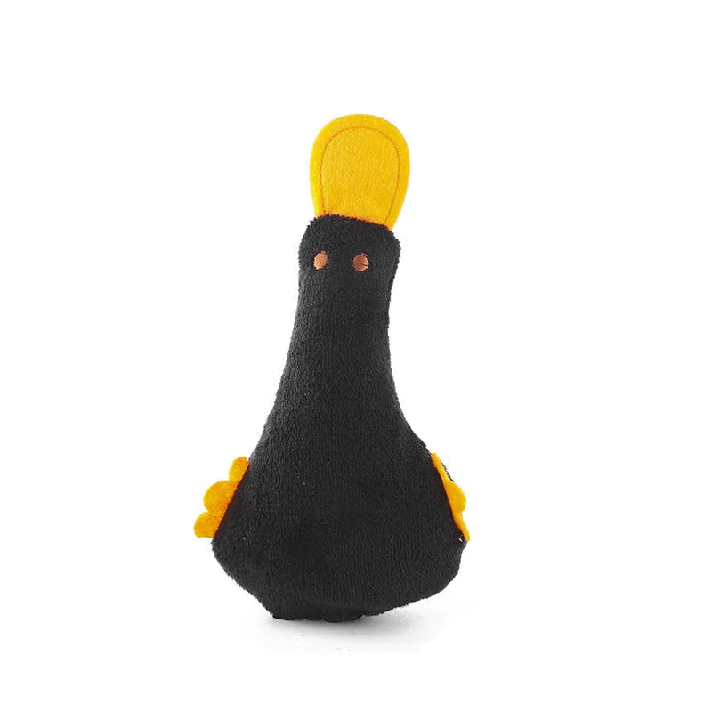 Yellow duck plush pet toy with squeaker and catnip for dogs and cats