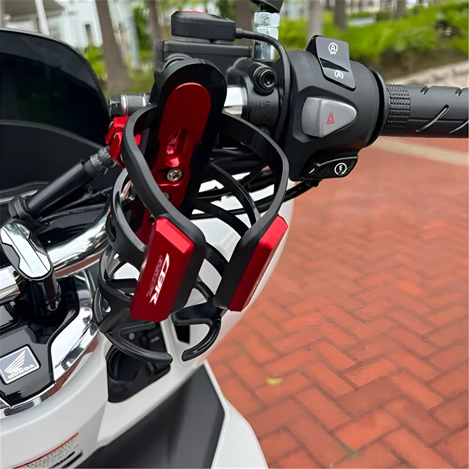Honda X-ADV scooter bumper-mounted water bottle cage in one of six available colours.
