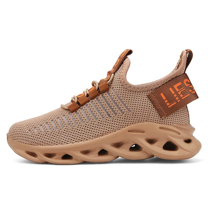 Children's coconut pattern sneakers with Velcro fastening in black, khaki and white colours