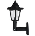 Black hexagonal solar-powered outdoor wall lamp with light sensor and IP44 waterproof rating