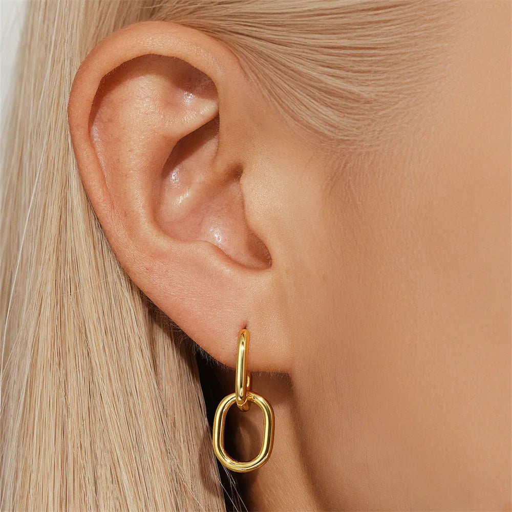 Brass diamond earclip earrings in geometric round design with golden tone colour options