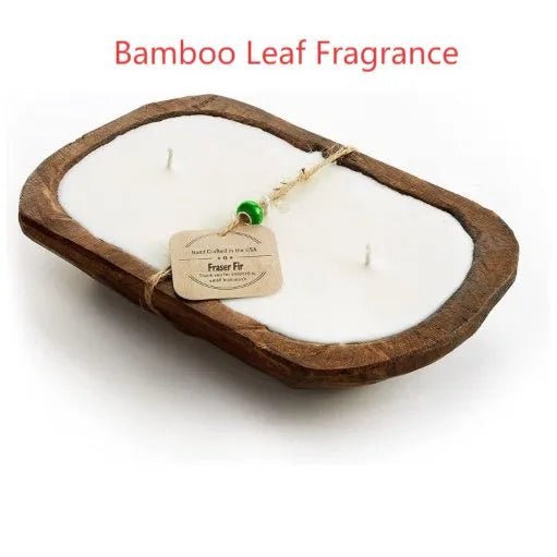 Wooden basin soy wax aromatherapy candle with triple wick and lavender scent option