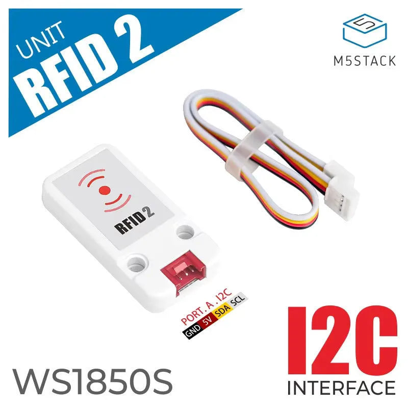 M5Stack RFID2 13.56MHz sensor module with white label and HY2.0-4P connection cable
