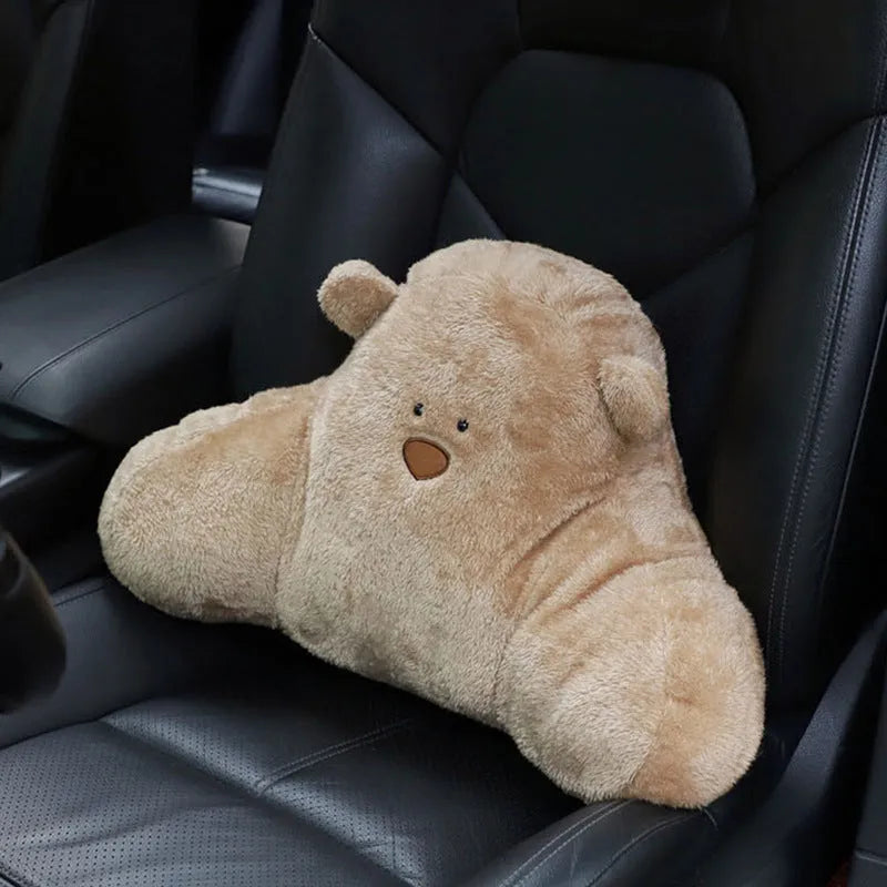 Plush Little Bear pattern vehicle head restraint with PP cotton filler in arm white bear colour