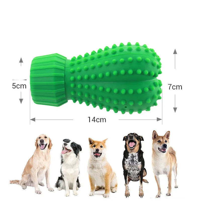 Food grade rubber dog sound toy styled as a cactus for medium and large dogs