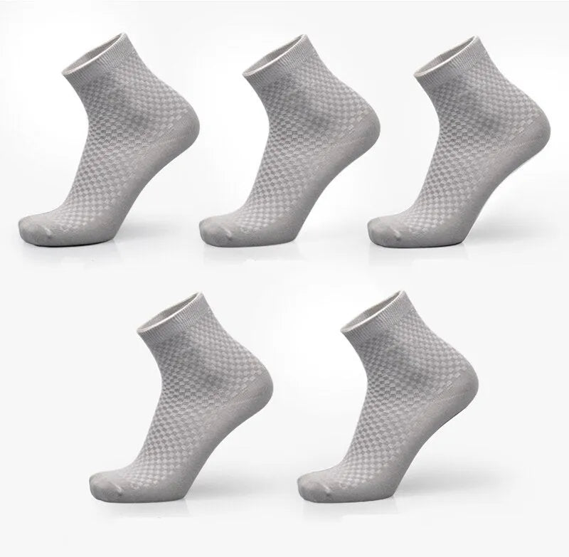 Men's bamboo fibre socks showing small square pattern in one of five available colours.
