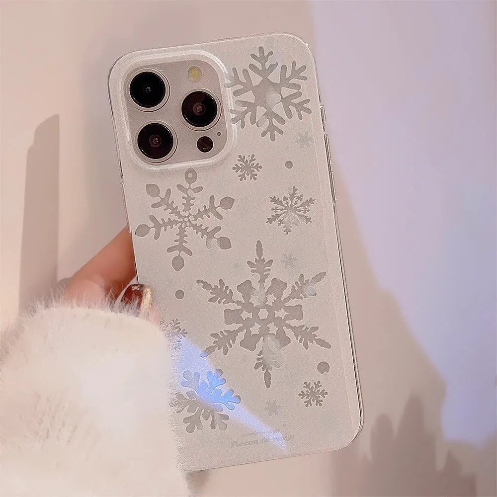 TPU silicone phone case for Apple iPhone with winter atmosphere design, glitter finish, and anti-fall protection