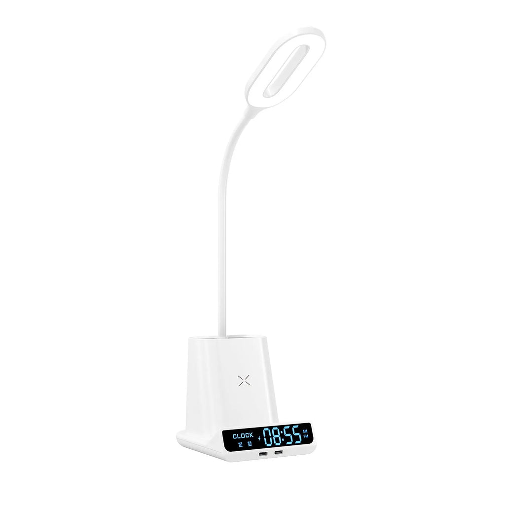 Wireless charging lamp with pen holder storage compartments in black modern design
