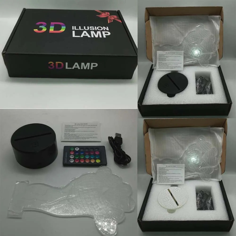 3D acrylic rose flower night light on ABS base with seven colour changing LED options.