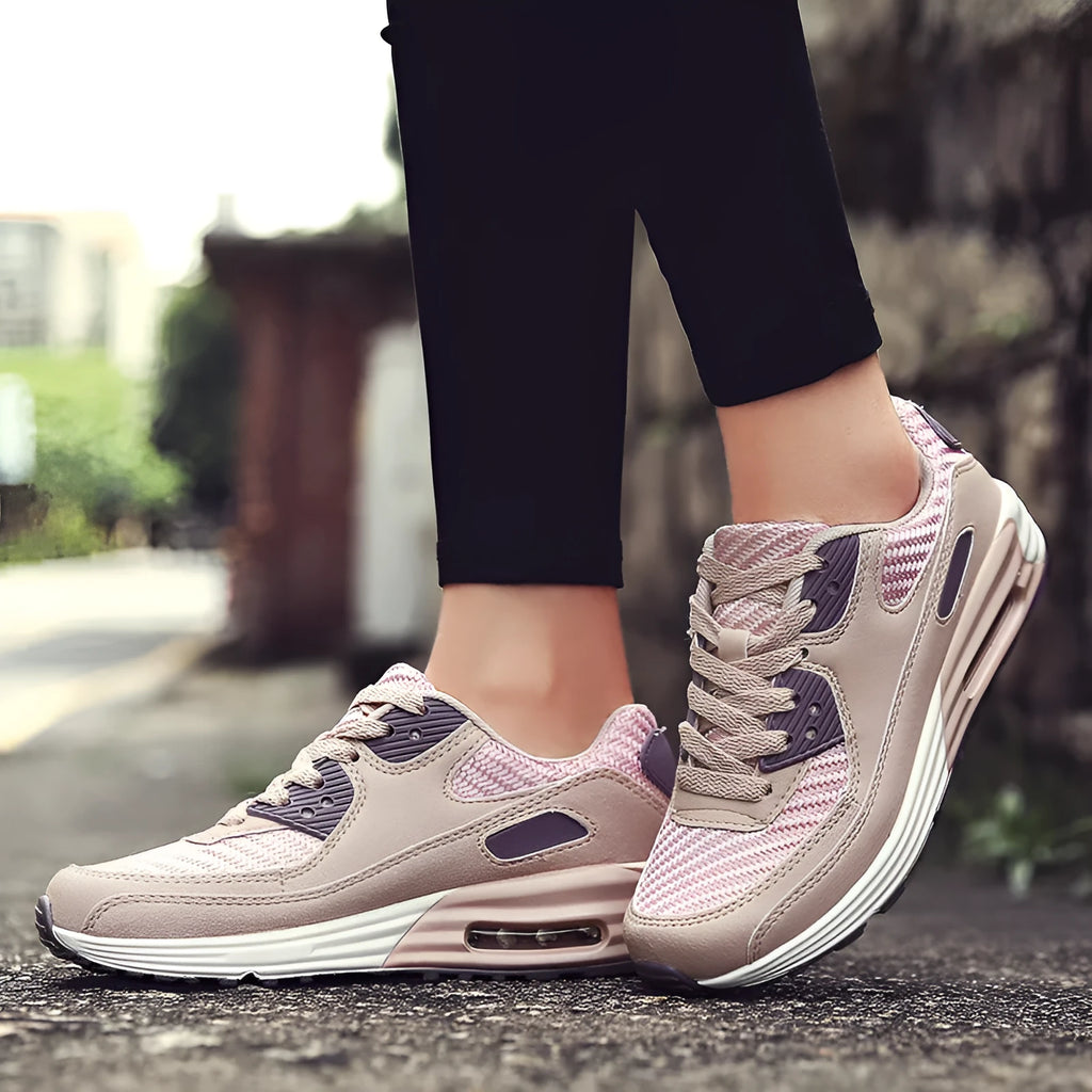 Women's casual slip-on loafers with 3.5cm heel in beige orange, grey, and pink purple colour options