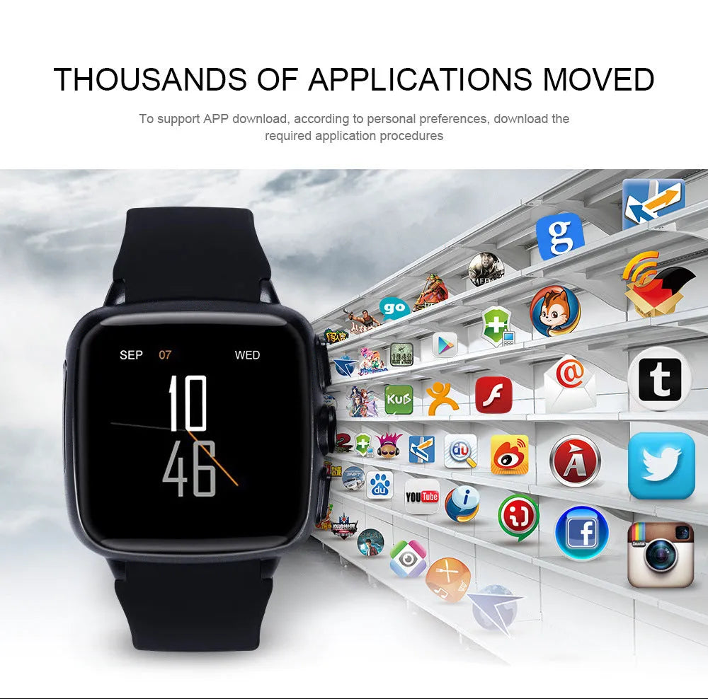 Z01 Smart Watch in black or white with 1.54-inch HD touch screen and camera.
