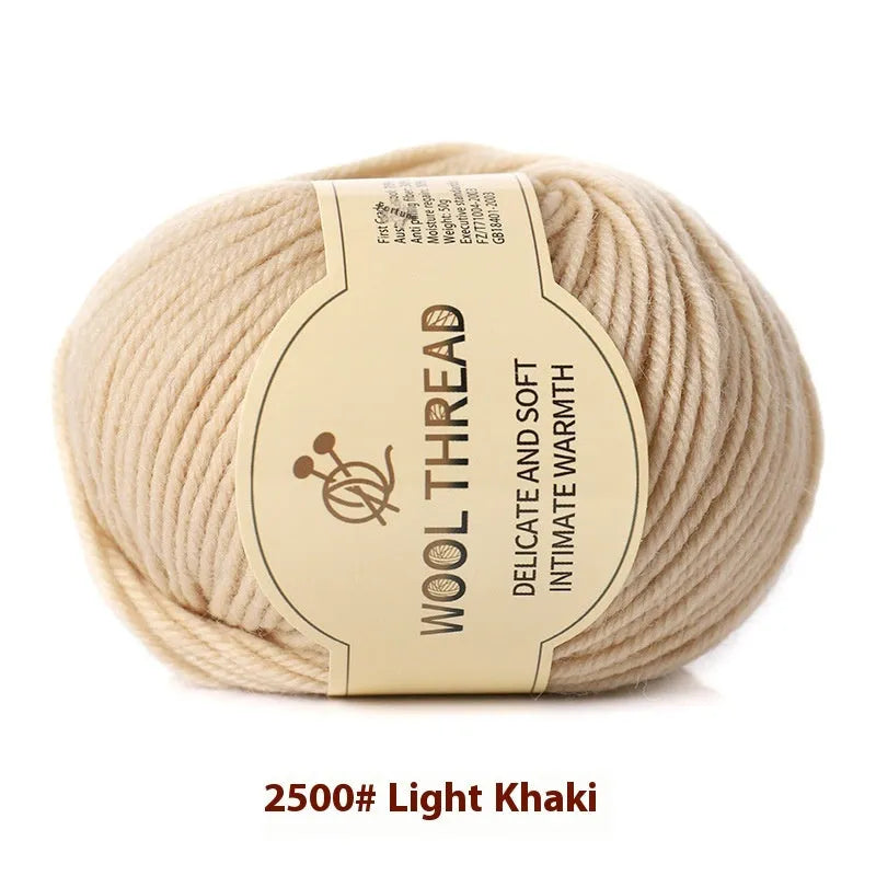 Roll of woolen knitting yarn thread for hand knitting with size 10 needles in various colour options