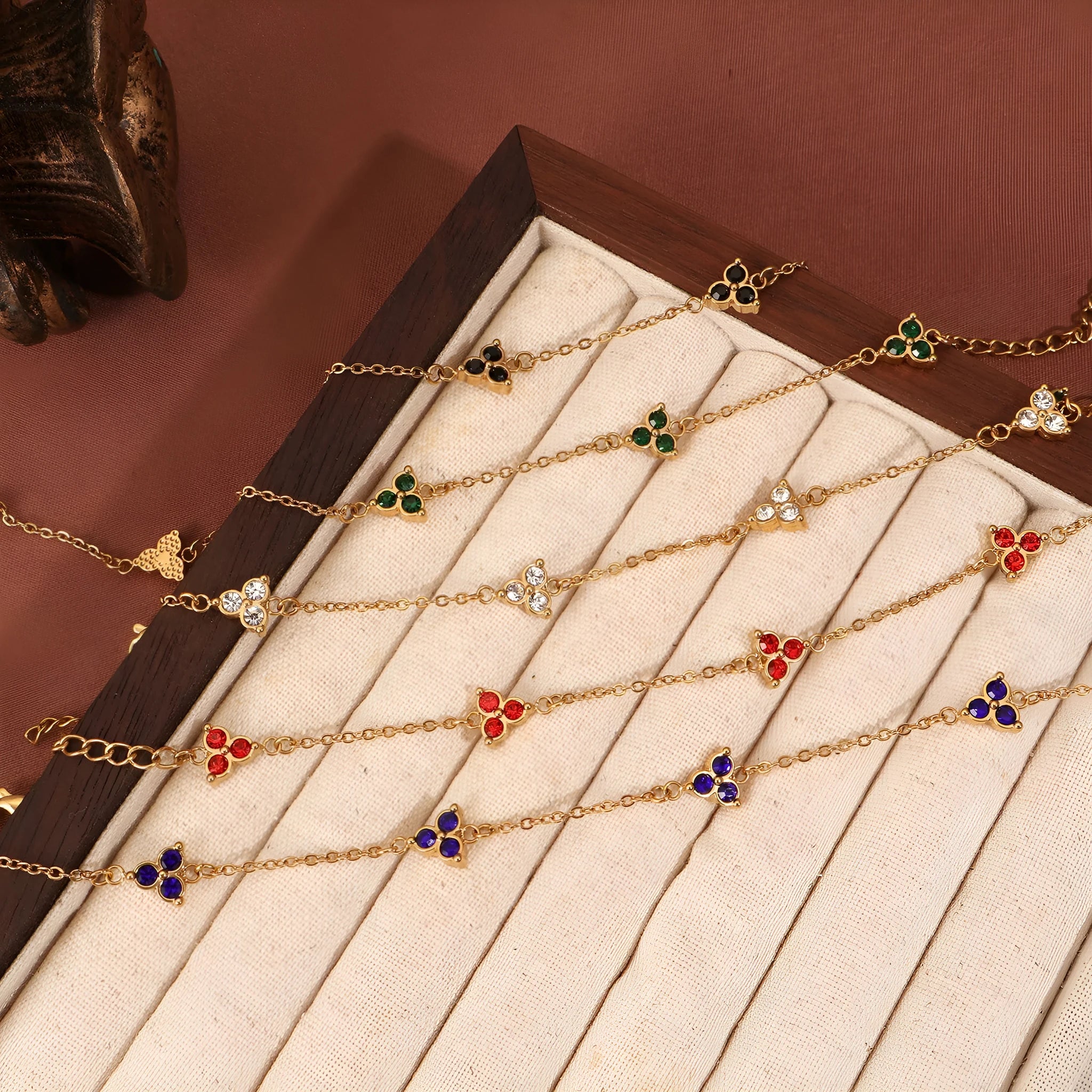 Women's geometric triangular bracelet with zircon gemstone in stainless steel gold tone or steel tone finish