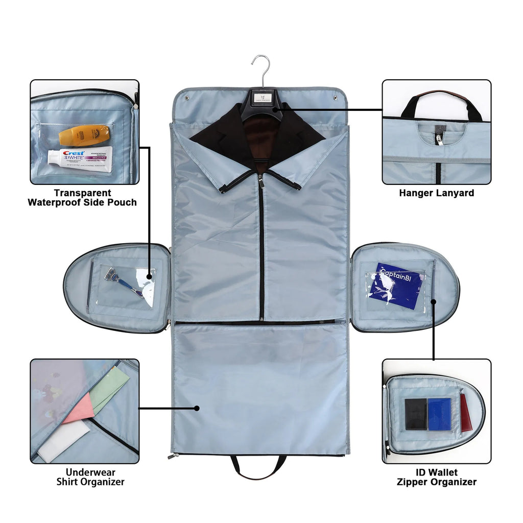 Folding duffel luggage bag in Oxford cloth with 36-55L capacity shown in dark blue colour