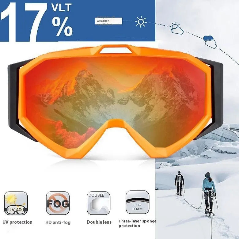 Motorcycle goggles with anti-fog technology in black frame with grey lens configuration