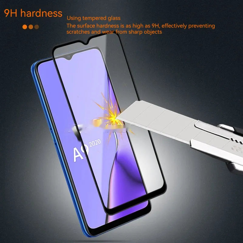 OPPO A9 2020 full screen tempered glass protector with full glue black options