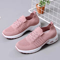 Women's black mesh casual sneakers with round toe, lace-up front, and a soft PVC sole.