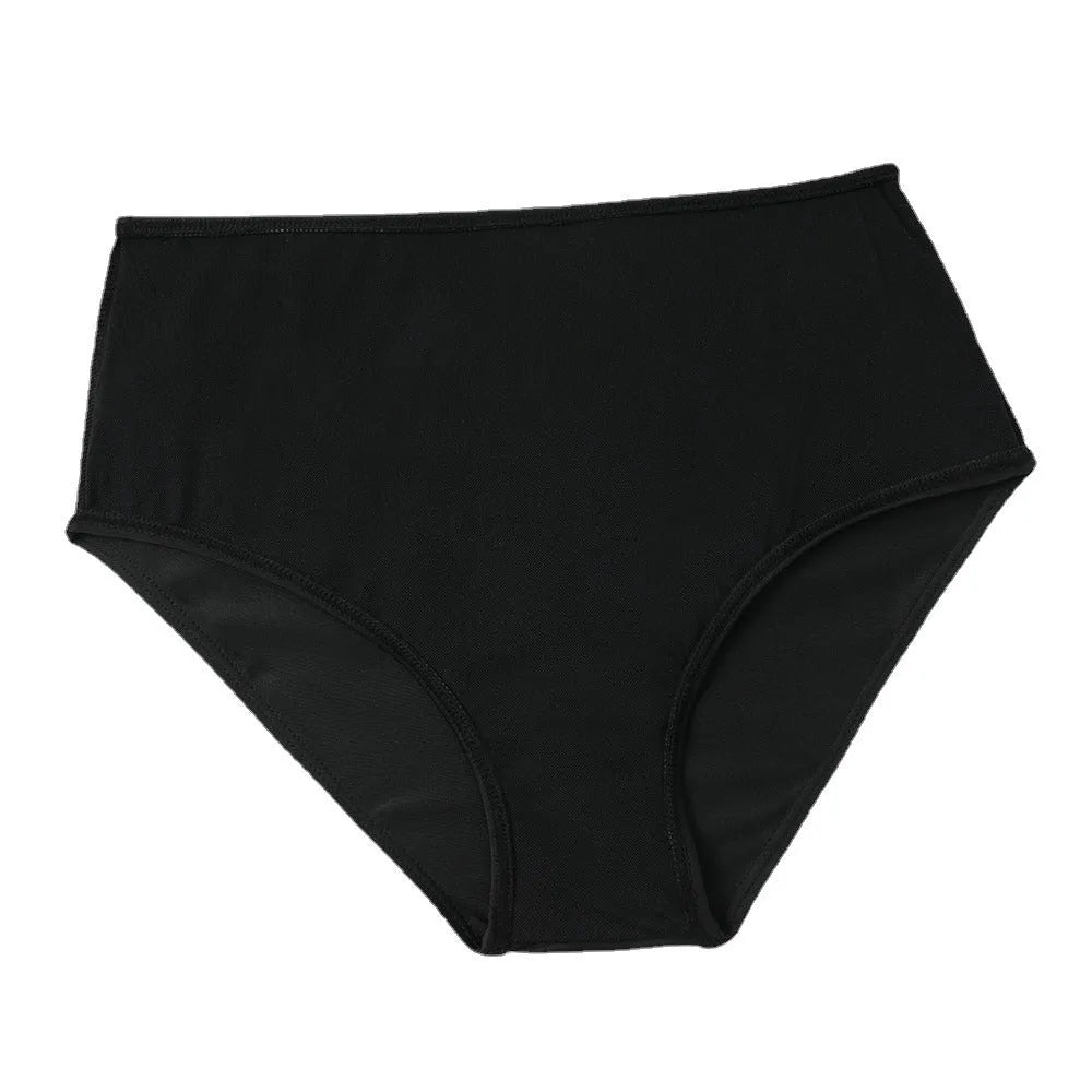Women's high waist double-layer swimsuit with coconut tree print in black colour