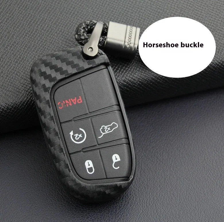 Silicone protective case for Dodge Chrysler Fiat car remote keys with carbon fibre design