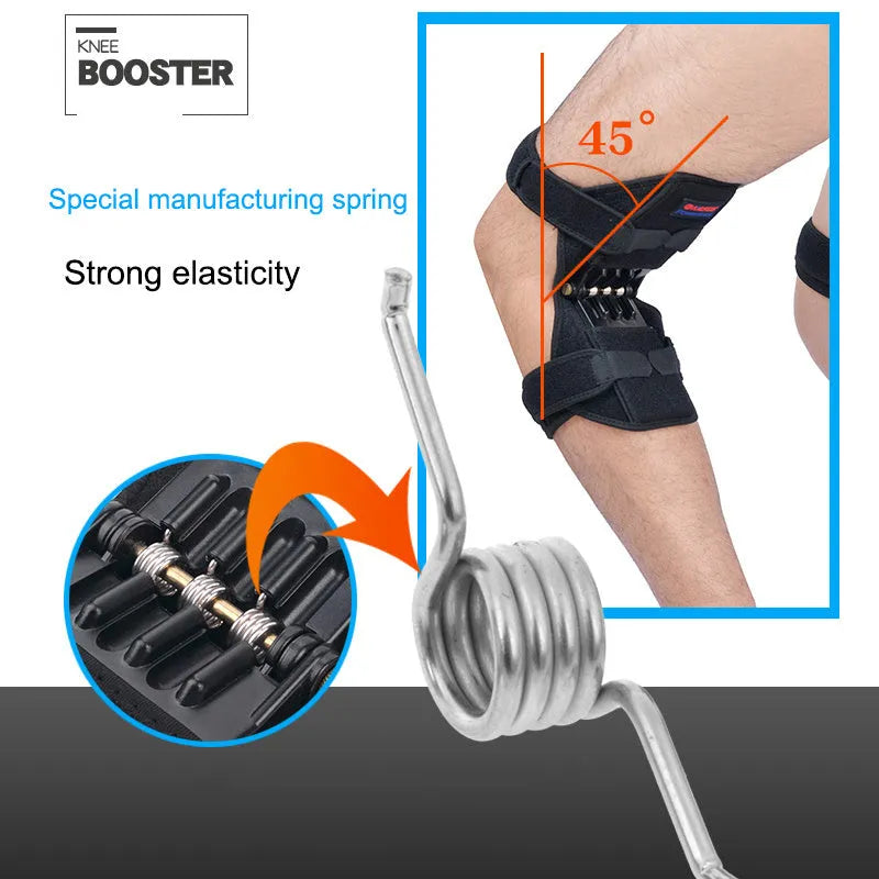 Adjustable spring knee brace patella support for mountaineering and sports activities